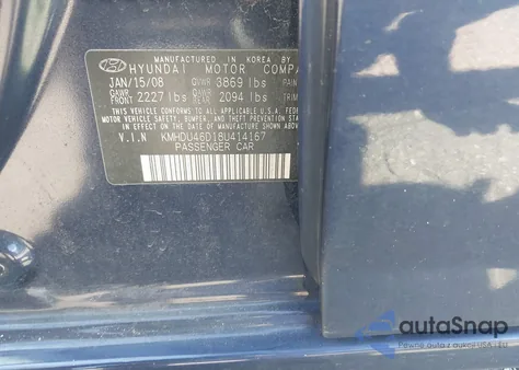 2008 Hyundai Elantra Gls/Se из США, поврежденный, VIN KMHDU46D18U414167